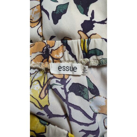 Essue Floral Print Dress Bell Sleeve Off Shoulder Tie Waist Mini Dress Small - Picture 7 of 8